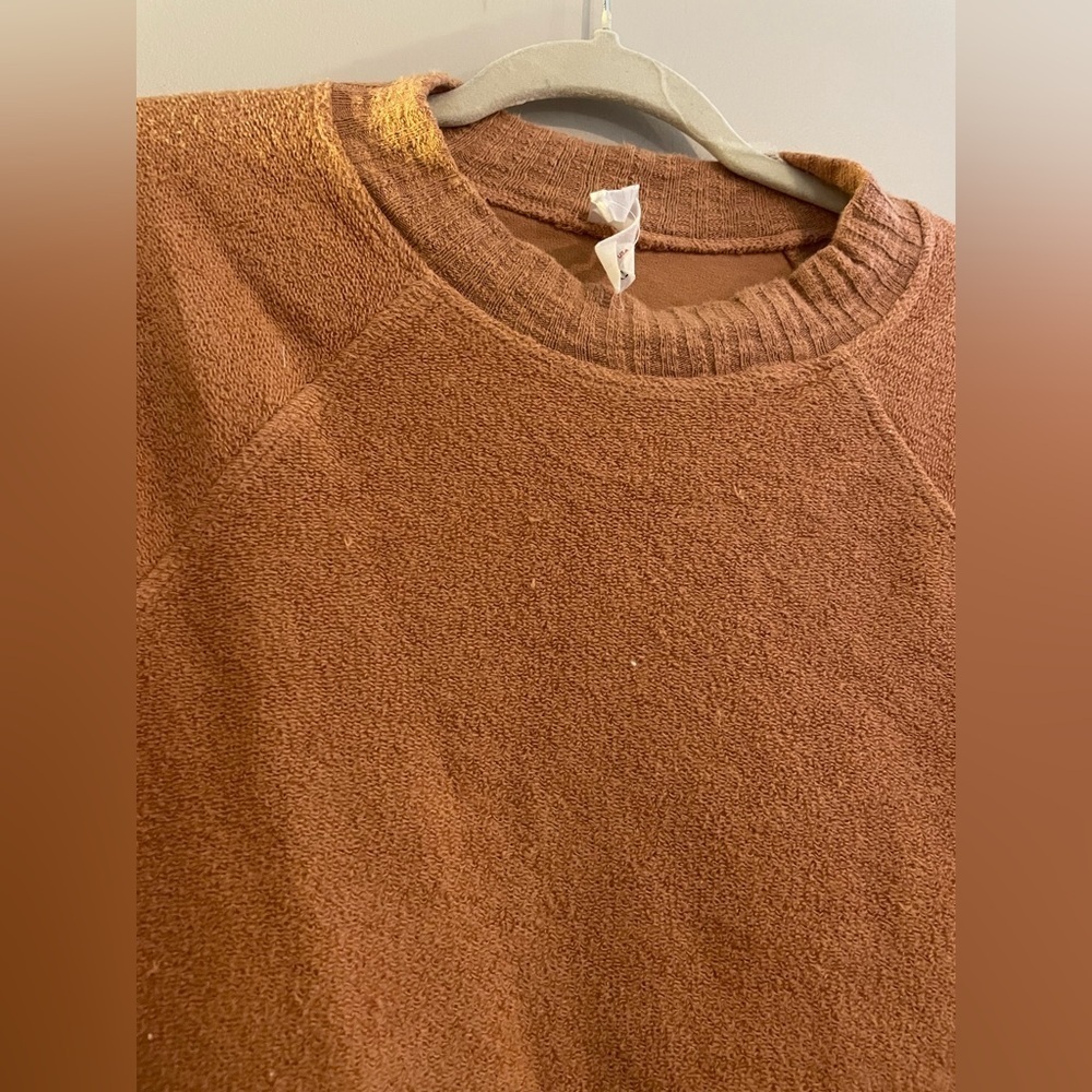 AMADI Orange Textured Crew Neck with Drawstring Bottom - Picture 2 of 7